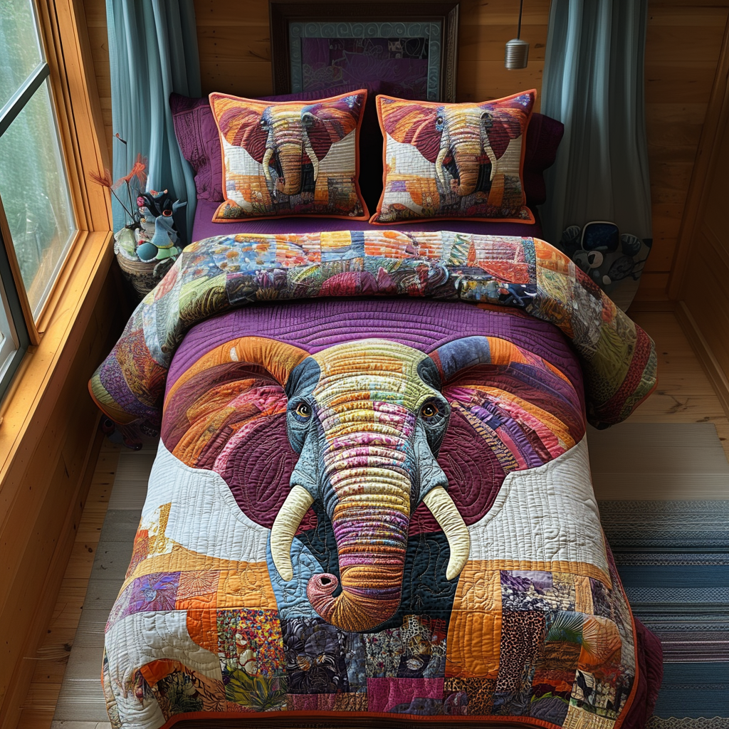 Elephant Harmony Quilted Bedding Set Duvet Cover Bedspreads Best Elephant Gifts Women Elephant Harmony Quilted Bedding Set Duvet Cover Bedspreads Best Elephant Gifts Women