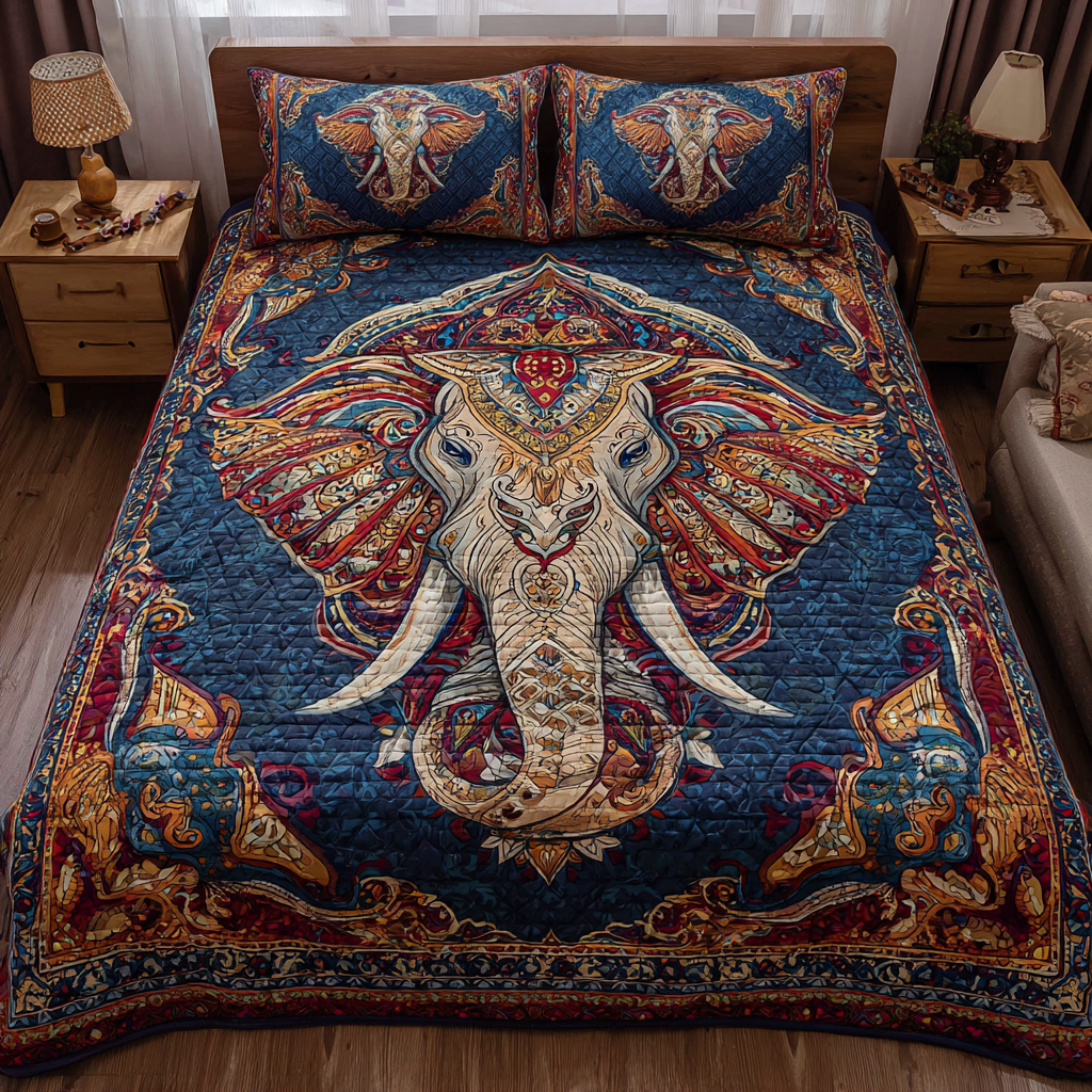 Elephant Journey Quilted Bedding Set Duvet Cover Merch Elephant Related Gifts Elephant Journey Quilted Bedding Set Duvet Cover Merch Elephant Related Gifts