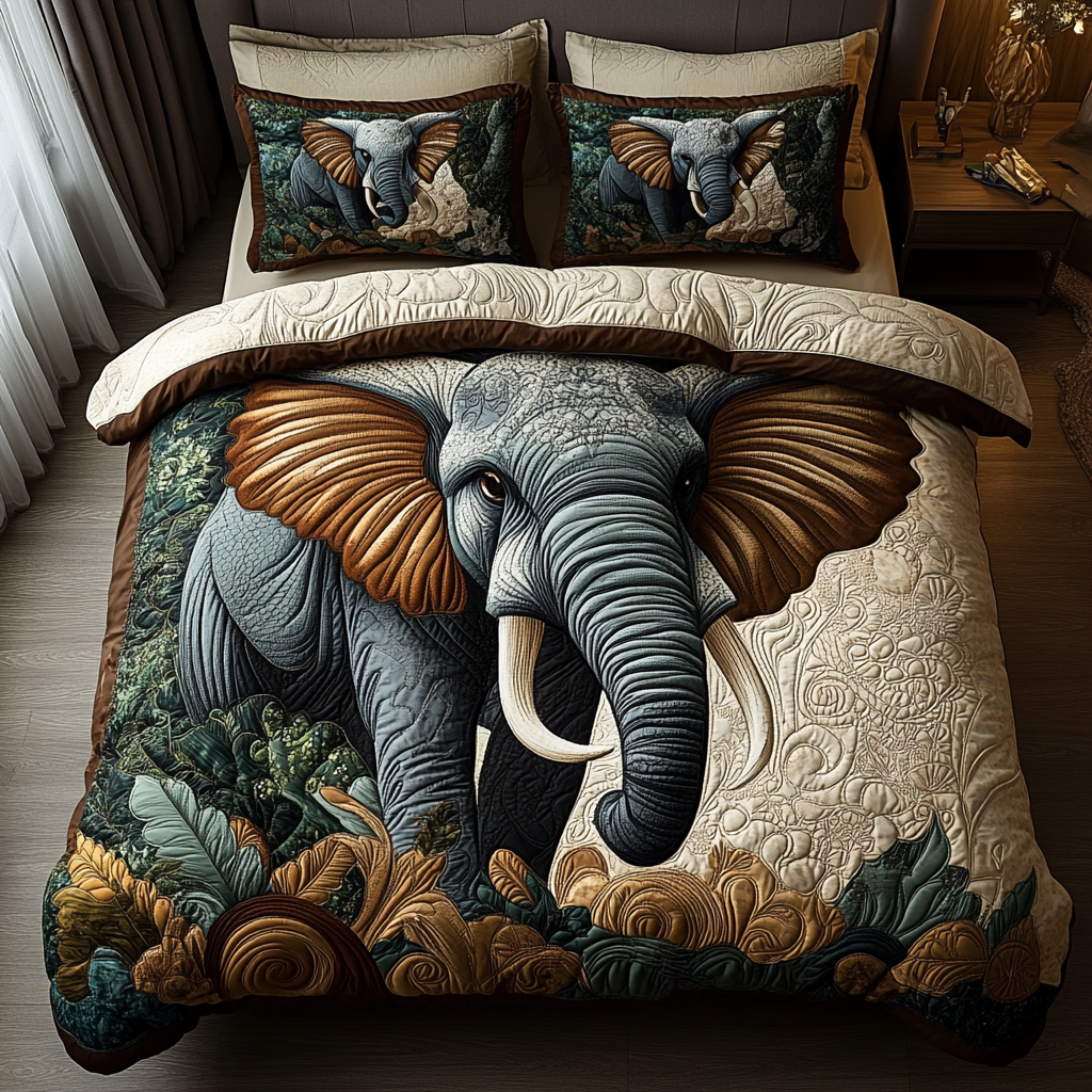 Elephant Legacy Quilted Bedding Set Duvet Cover Bedspreads Good Gifts For Elephant Lovers