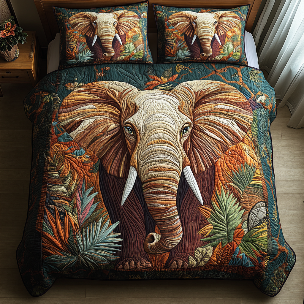 Elephant Power Quilted Bedding Set Duvet Cover Bedspreads Great Gift Idea For Elephant Lovers Elephant Power Quilted Bedding Set Duvet Cover Bedspreads Great Gift Idea For Elephant Lovers