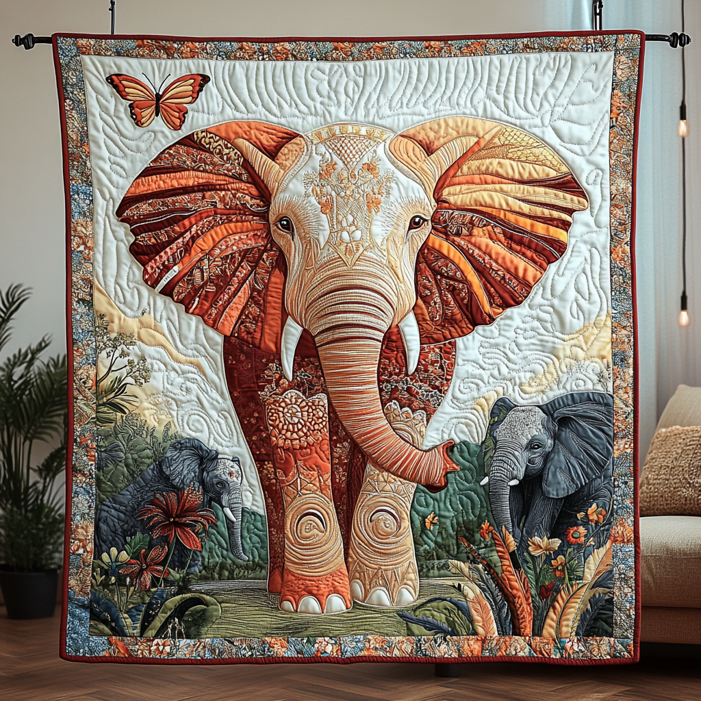 Elephant Pride Quilted Blanket Cute Colorful Blanket Gift Items For Elephant Lovers