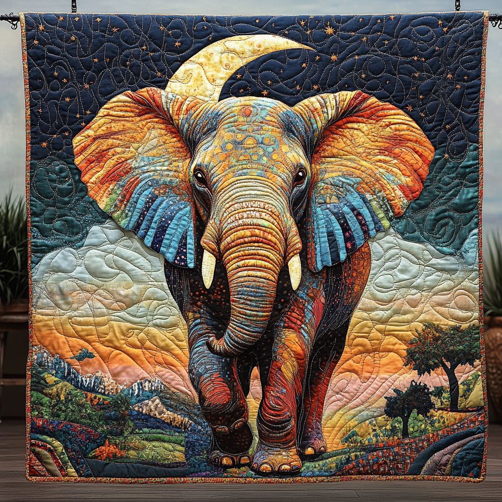 Elephant Tranquil Quilted Blanket Cute Colorful Blanket Elephant Presents For Women Elephant Tranquil Quilted Blanket Cute Colorful Blanket Elephant Presents For Women