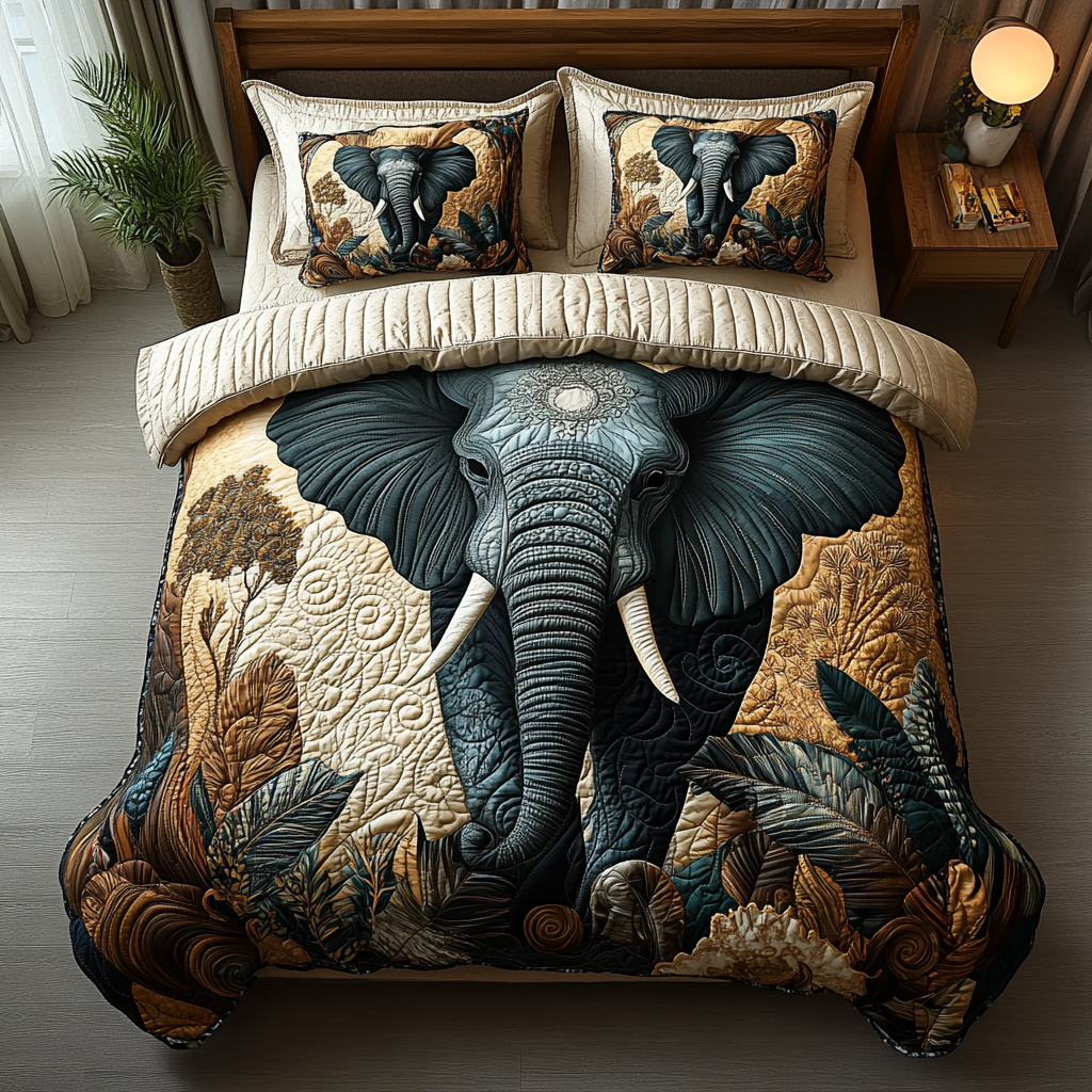 Elephant Wonders Quilted Bedding Set Duvet Cover Bedspreads Great Gift For Elephant Lover Elephant Wonders Quilted Bedding Set Duvet Cover Bedspreads Great Gift For Elephant Lover