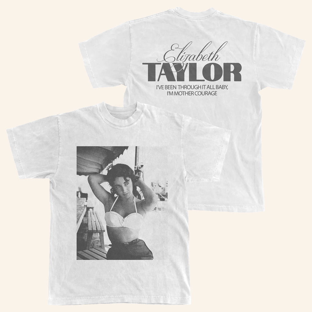 Elizabeth Taylor Merch Mother Courage Photo T-shirt Unique Gifts For Friends Elizabeth Taylor Merch Mother Courage Photo T-shirt Unique Gifts For Friends