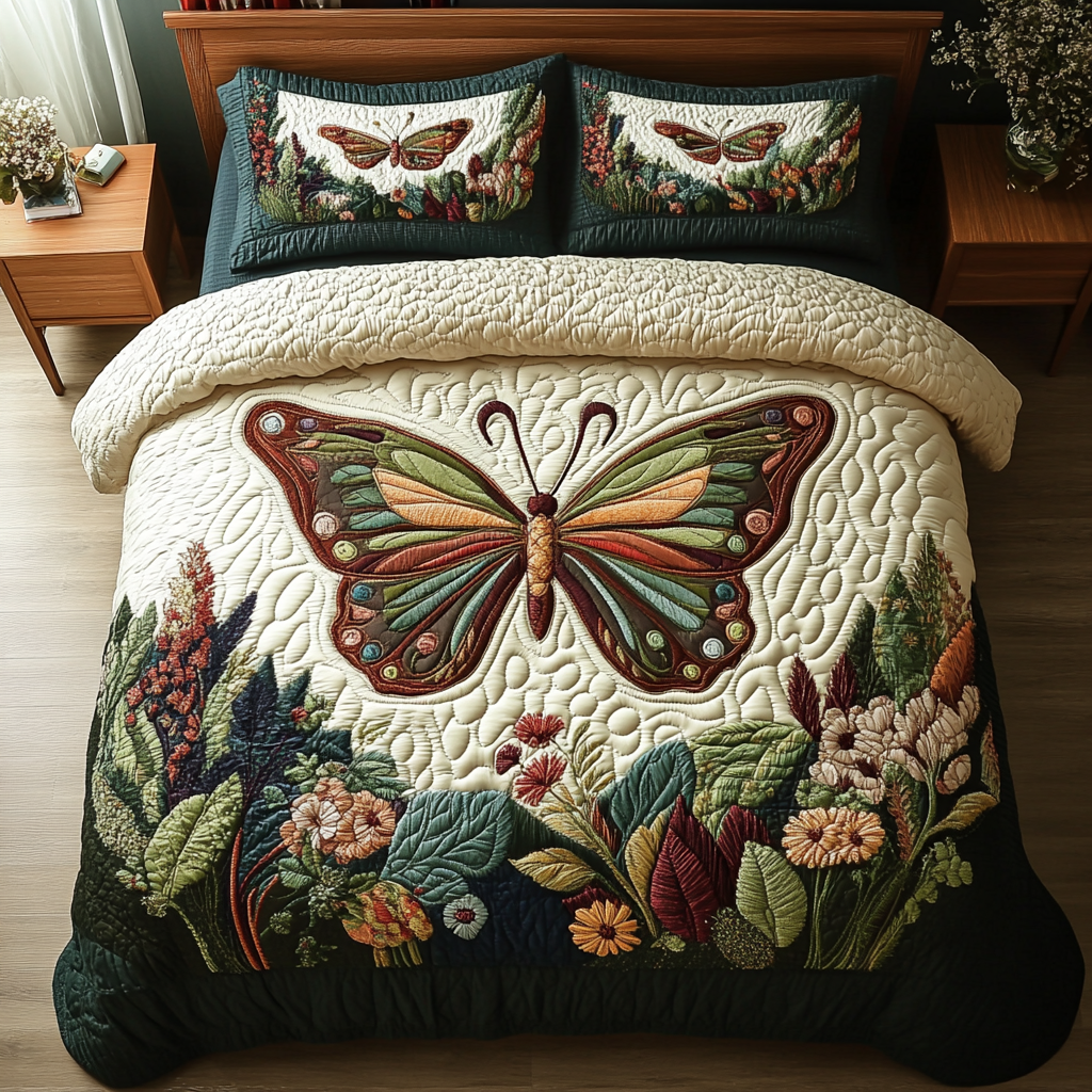 Enchanted Butterfly Quilted Bedding Set Duvet Cover Merch Birthday Gifts With Butterflies