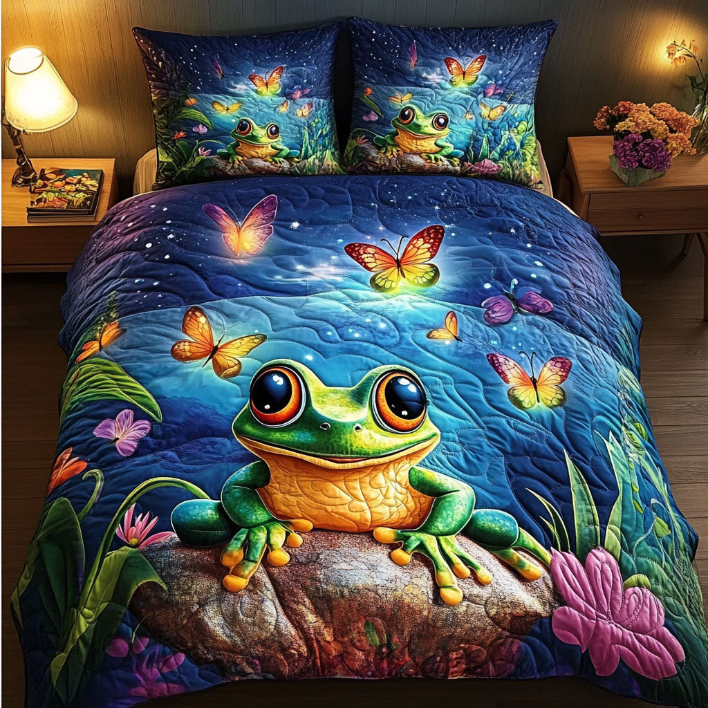 Enchanted Lilypond Quilted Bedding Set Duvet Cover Bed Sheet Set Frog Christmas Gifts
