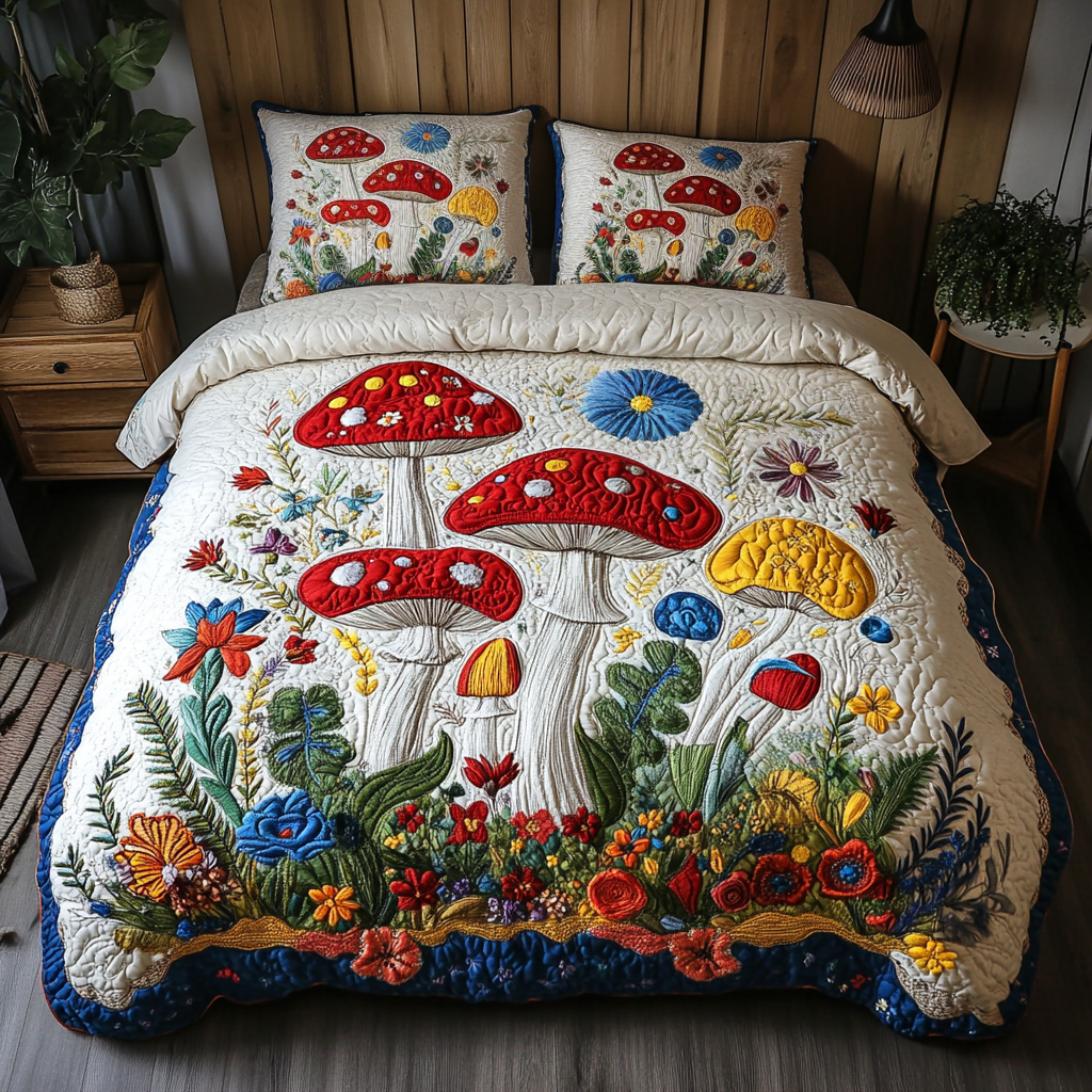 Enchanted Shrooms Quilted Bedding Set Duvet Cover Bed Sheet Set Christmas Ideas For Hippies Enchanted Shrooms Quilted Bedding Set Duvet Cover Bed Sheet Set Christmas Ideas For Hippies
