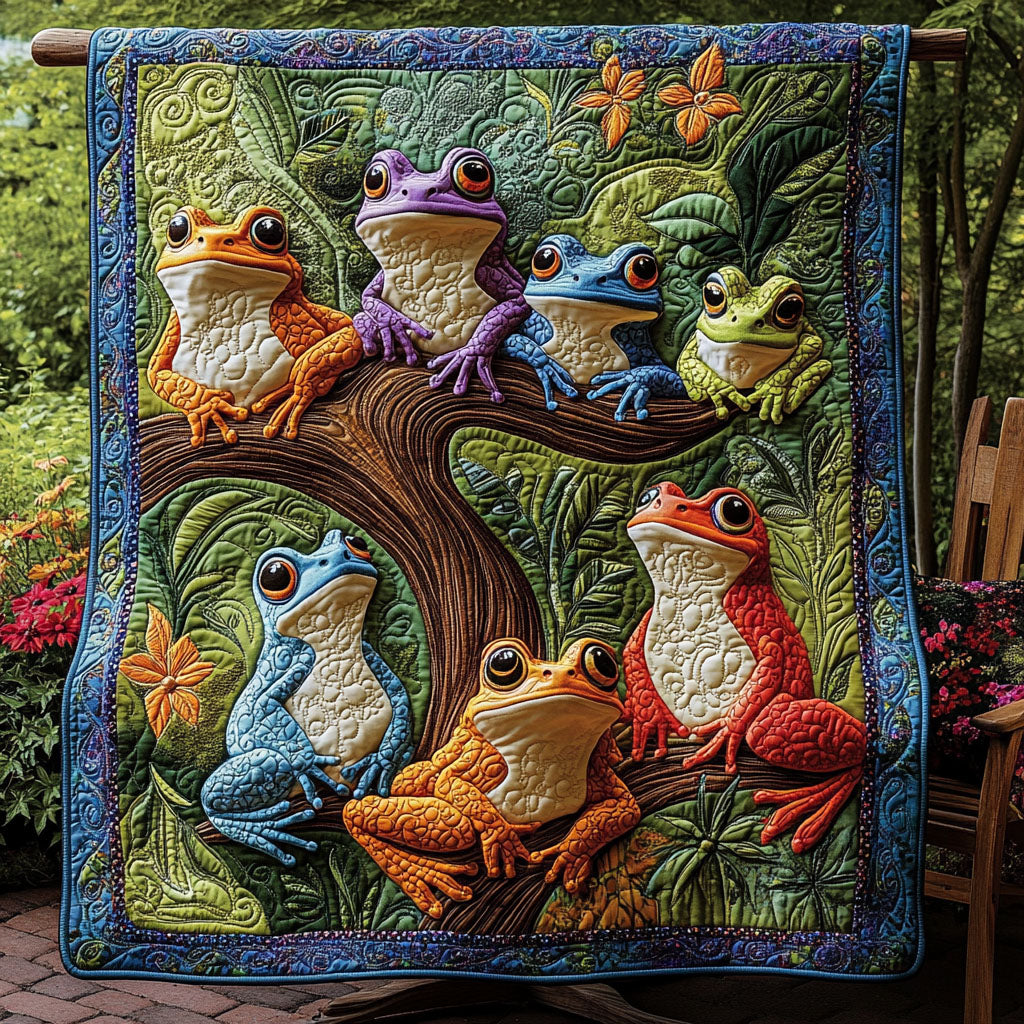 Enchanted Toadstool Haven Quilted Blanket Cute Colorful Blanket Mushroom Frog Gifts For Him Enchanted Toadstool Haven Quilted Blanket Cute Colorful Blanket Mushroom Frog Gifts For Him
