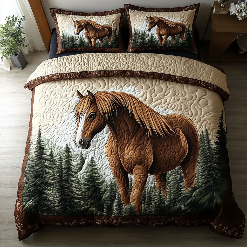 Equine Grace Quilted Bedding Set Duvet Cover Bed Sheet Set Practical Gifts For Horse Owners Equine Grace Quilted Bedding Set Duvet Cover Bed Sheet Set Practical Gifts For Horse Owners