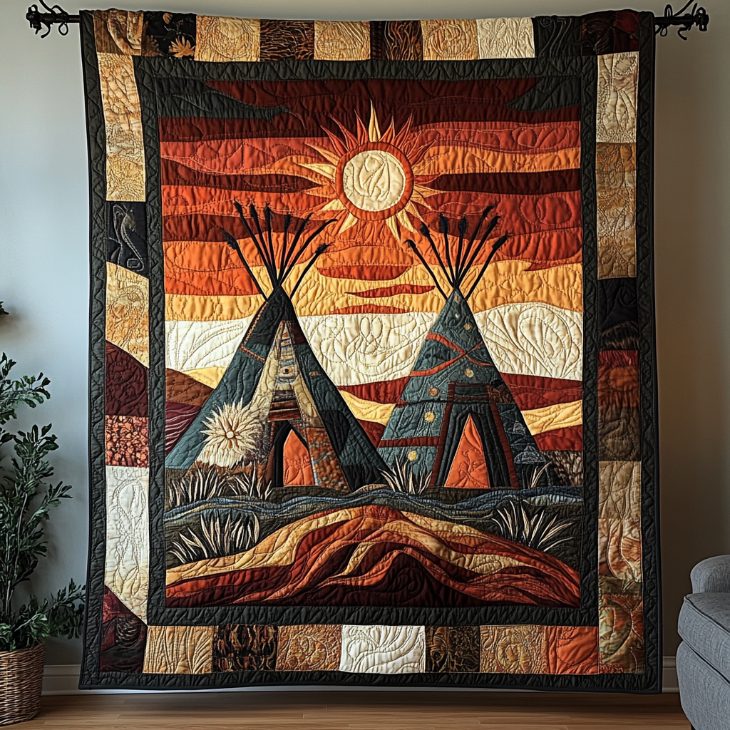 Eternal Ember Quilted Blanket Cute Colorful Blanket Teepee Native American Presents Eternal Ember Quilted Blanket Cute Colorful Blanket Teepee Native American Presents