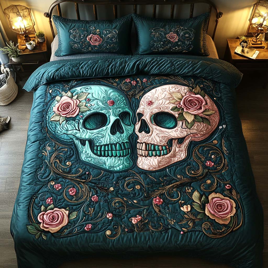 Eternal Love Quilted Bedding Set Duvet Cover Bed Sheet Set Unique Skull Gifts For Him Eternal Love Quilted Bedding Set Duvet Cover Bed Sheet Set Unique Skull Gifts For Him