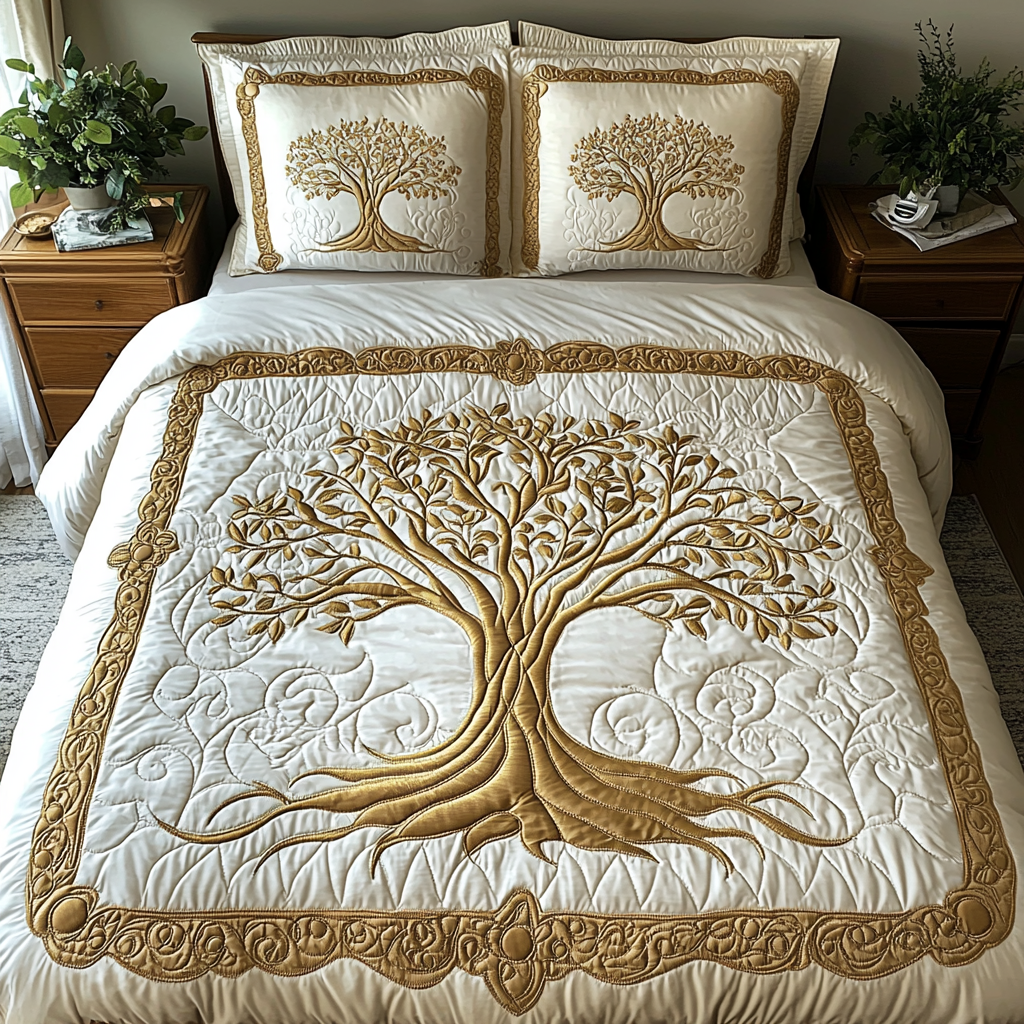 Eternal Tree Quilted Bedding Set Duvet Cover Bedspreads Tree Of Life Gifts For Family Eternal Tree Quilted Bedding Set Duvet Cover Bedspreads Tree Of Life Gifts For Family