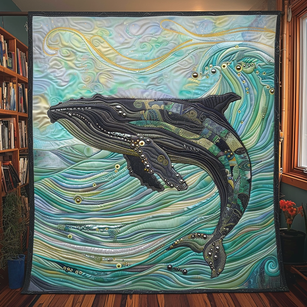 Ethereal Humpback Whale Quilted Blanket Cute Colorful Blanket Grea Best Gifts For Whale Lovers