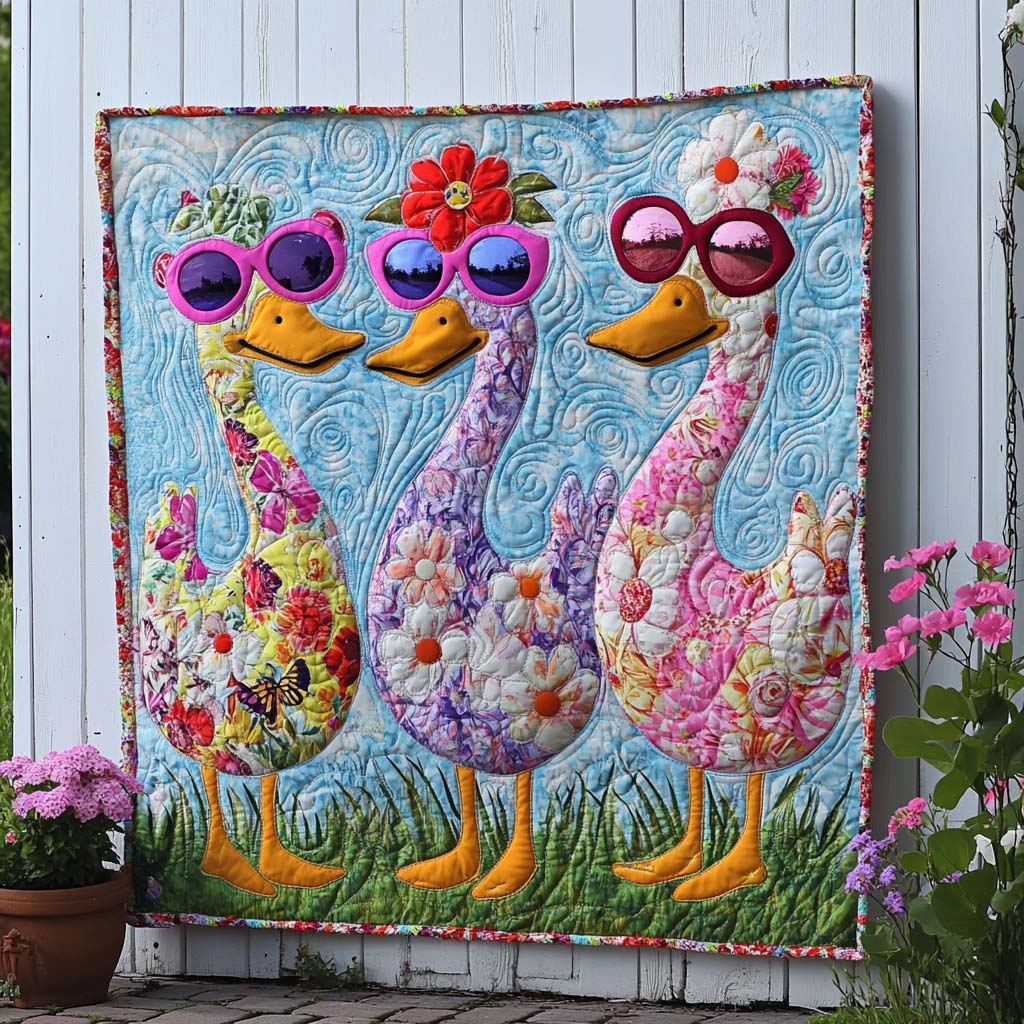Evening Duck Song Quilted Blanket Cute Colorful Blanket Duck Christmas Presents Evening Duck Song Quilted Blanket Cute Colorful Blanket Duck Christmas Presents