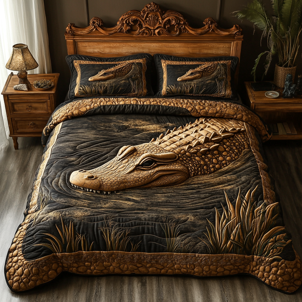 Everglades Alligator Hunt Quilted Bedding Set Duvet Cover Bed Sheet Set Crocodile Themed Gifts Everglades Alligator Hunt Quilted Bedding Set Duvet Cover Bed Sheet Set Crocodile Themed Gifts