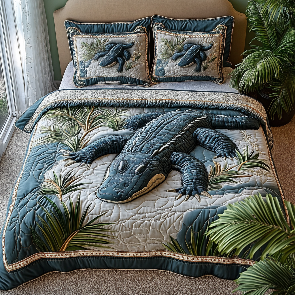 Everglades Alligator Sleep Quilted Bedding Set Duvet Cover Bed Sheet Set Crocodile Alligator Themed Gifts Everglades Alligator Sleep Quilted Bedding Set Duvet Cover Bed Sheet Set Crocodile Alligator Themed Gifts