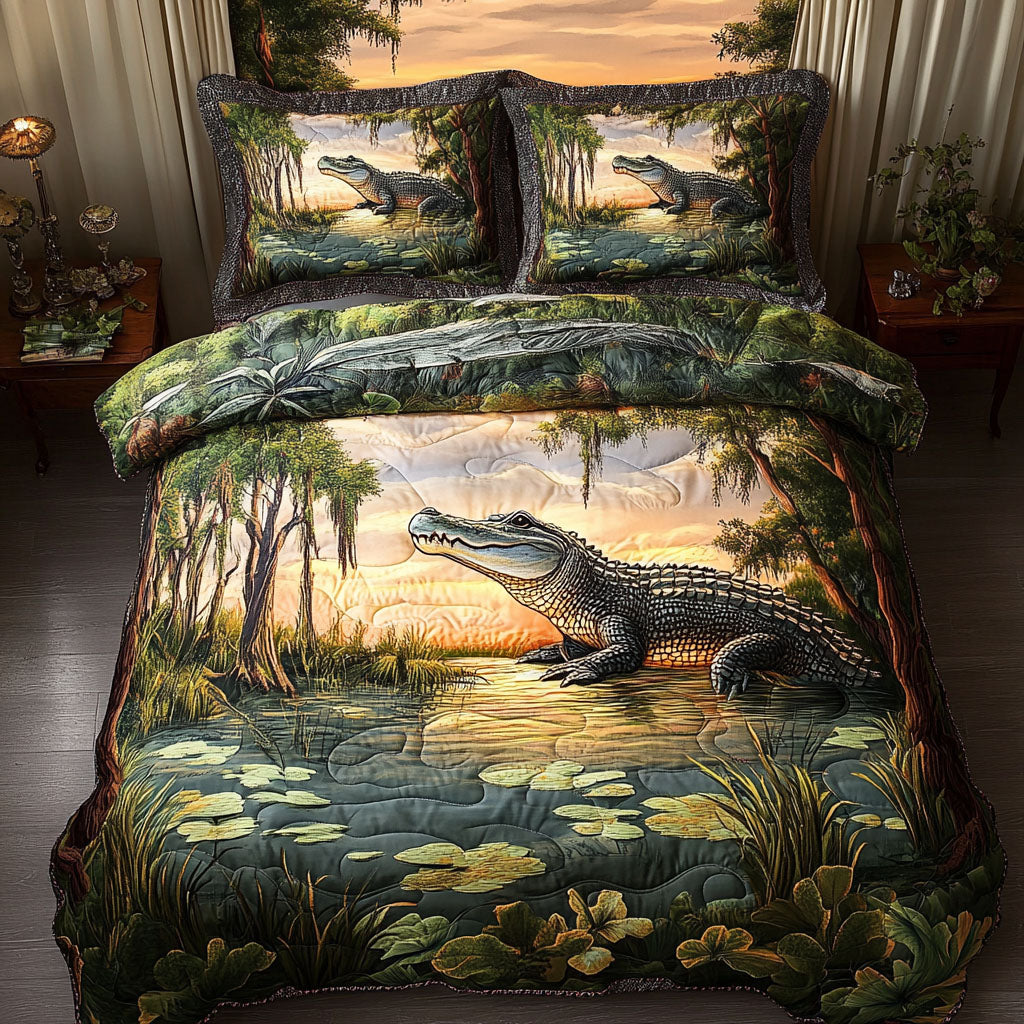 Everglades Hunter Quilted Bedding Set Duvet Cover Bed Sheet Set Gifts For Alligator Lovers Everglades Hunter Quilted Bedding Set Duvet Cover Bed Sheet Set Gifts For Alligator Lovers
