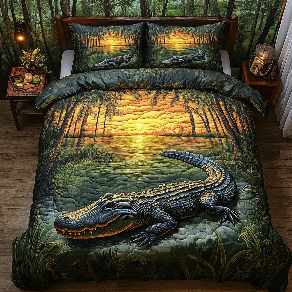 Everglades Majesty Quilted Bedding Set Duvet Cover Bed Sheet Set Crocodile Themed Gifts Everglades Majesty Quilted Bedding Set Duvet Cover Bed Sheet Set Crocodile Themed Gifts