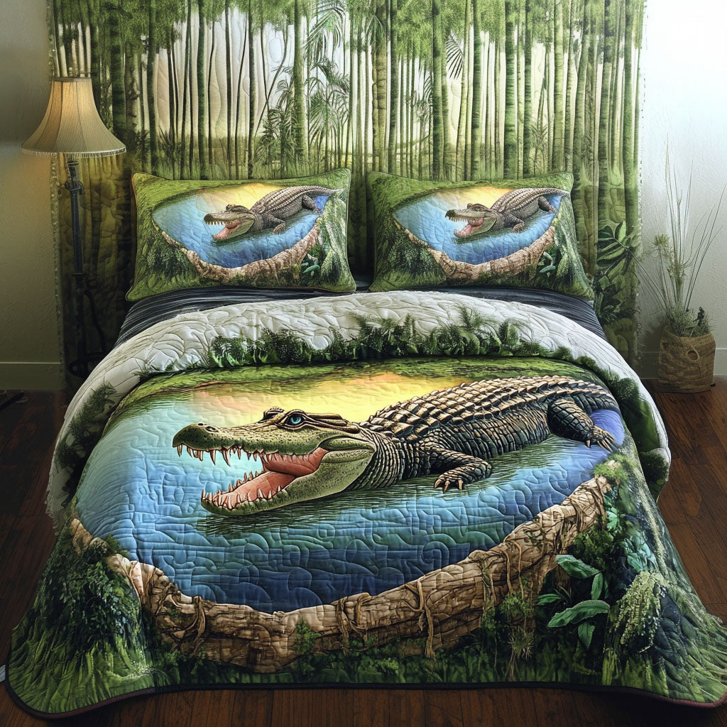 Everglades Trek Quilted Bedding Set Duvet Cover Bed Sheet Set Crocodile Alligator Themed Gifts Everglades Trek Quilted Bedding Set Duvet Cover Bed Sheet Set Crocodile Alligator Themed Gifts