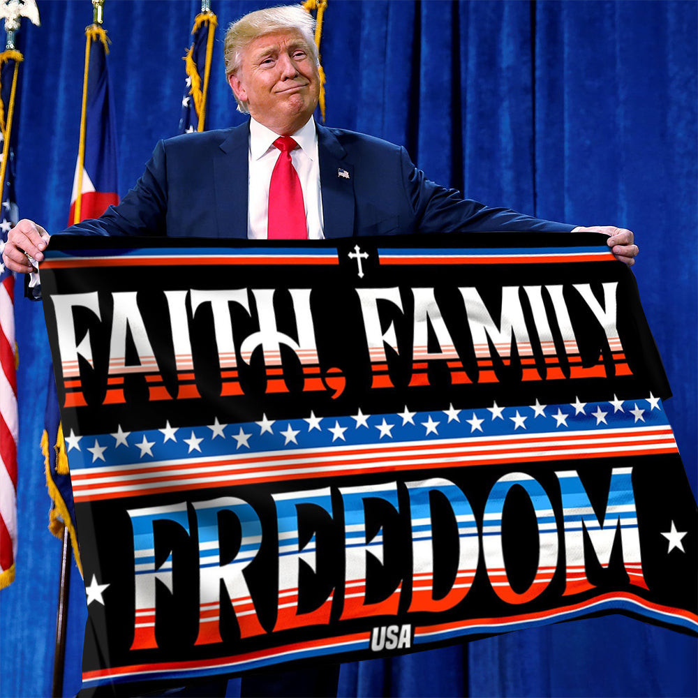 Faith Family Freedom USA Flag Christian Decorative Patriotic Flag Outdoor Hanging Faith Family Freedom USA Flag Christian Decorative Patriotic Flag Outdoor Hanging