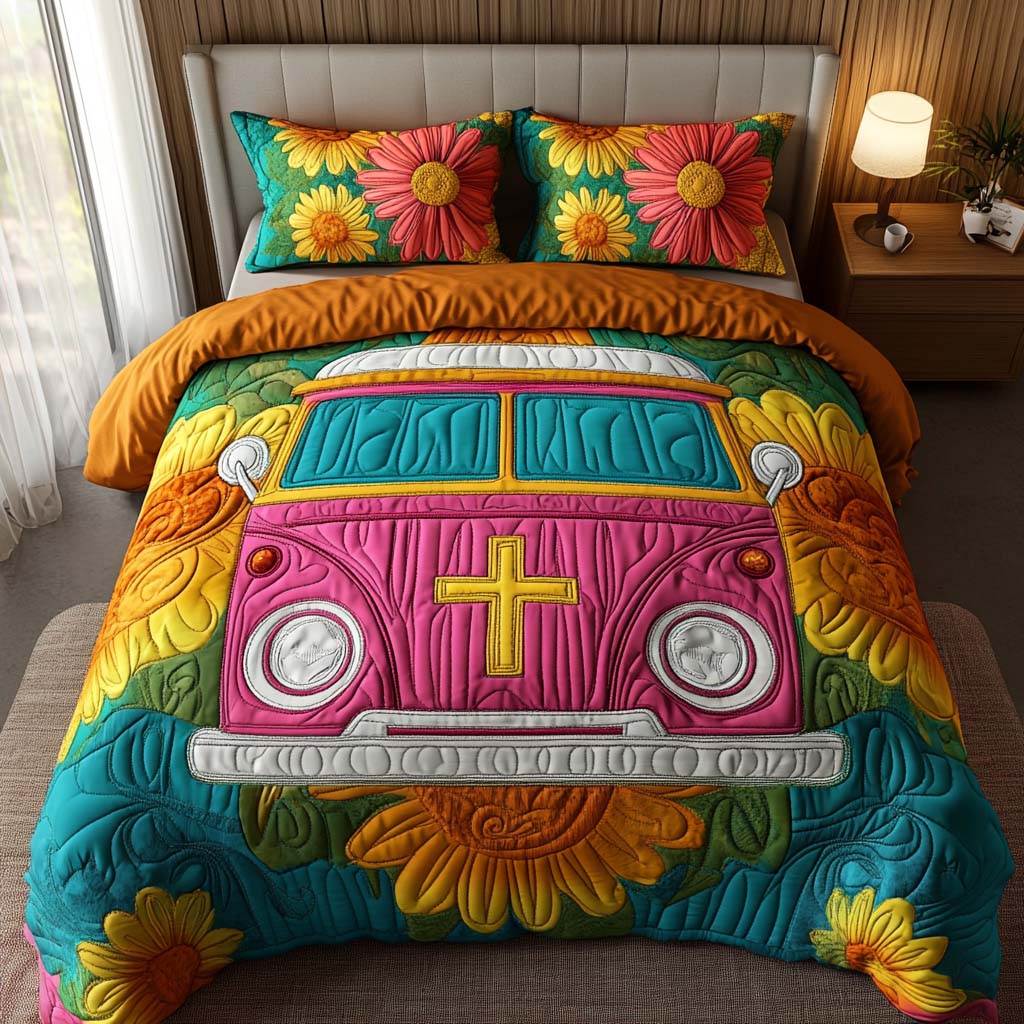 Faith on Wheels Quilted Bedding Set Duvet Cover Merch Faith Gifts For Friends Faith on Wheels Quilted Bedding Set Duvet Cover Merch Faith Gifts For Friends
