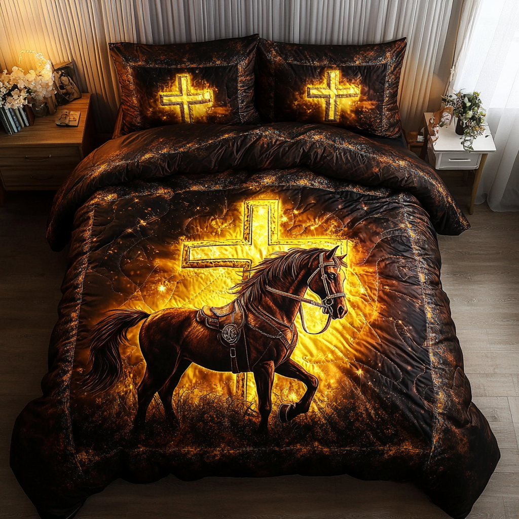 Faith Ride Quilted Bedding Set Duvet Cover Merch Gifts For New Horse Owners Faith Ride Quilted Bedding Set Duvet Cover Merch Gifts For New Horse Owners
