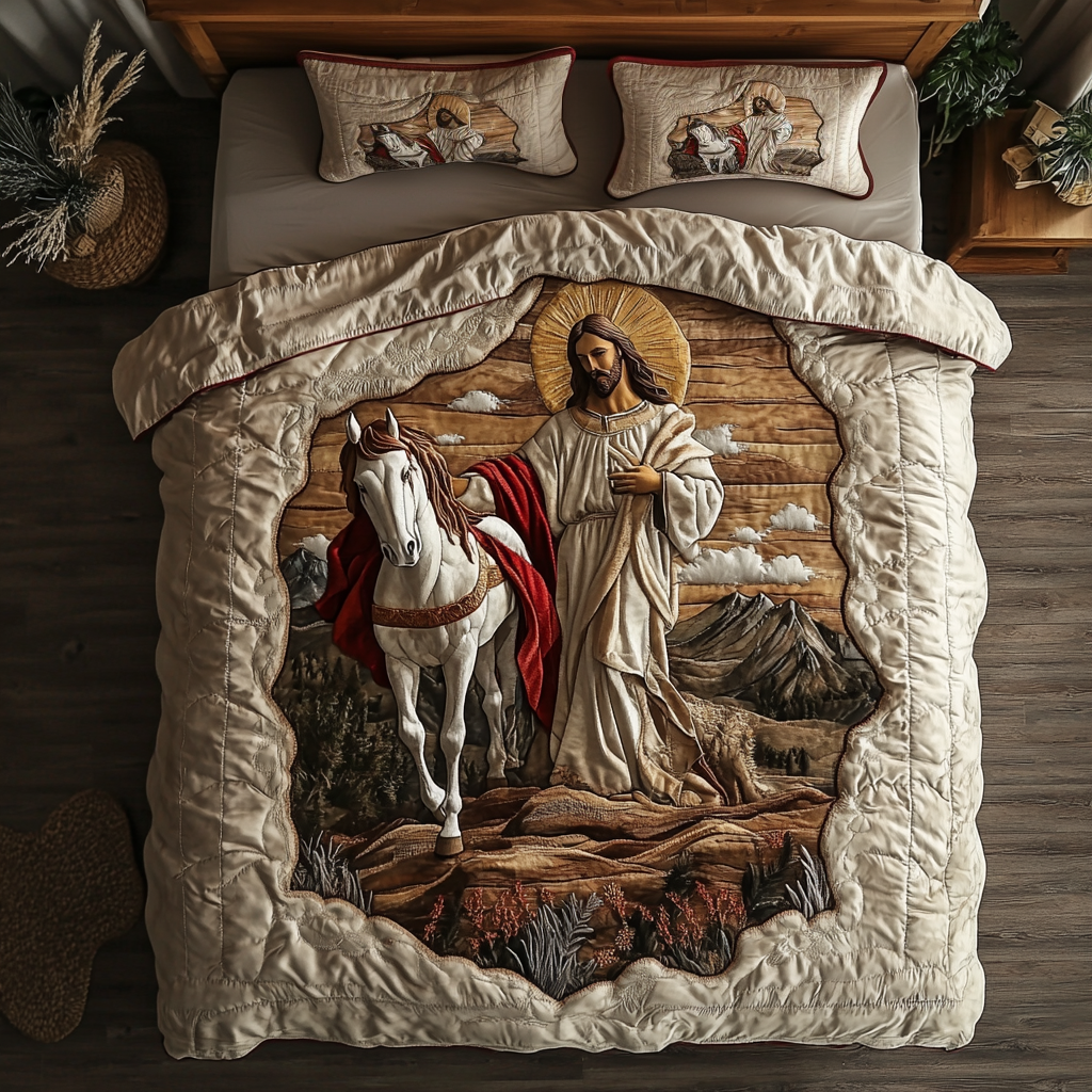 Faithful Field Quilted Bedding Set Duvet Cover Merch Horse Themed Gifts For Adults Faithful Field Quilted Bedding Set Duvet Cover Merch Horse Themed Gifts For Adults