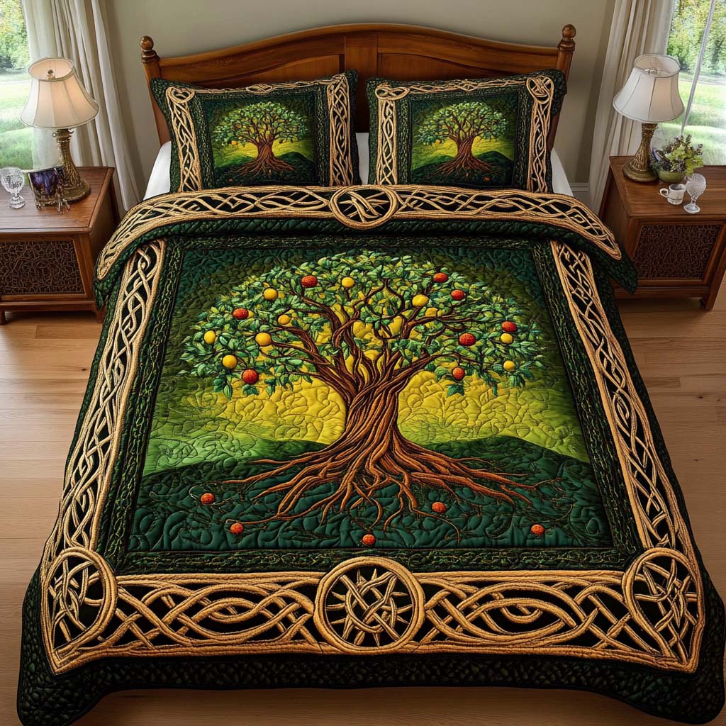 Family Bloom Quilted Bedding Set Duvet Cover Merch Tree Of Life Gifts Mother'S Day