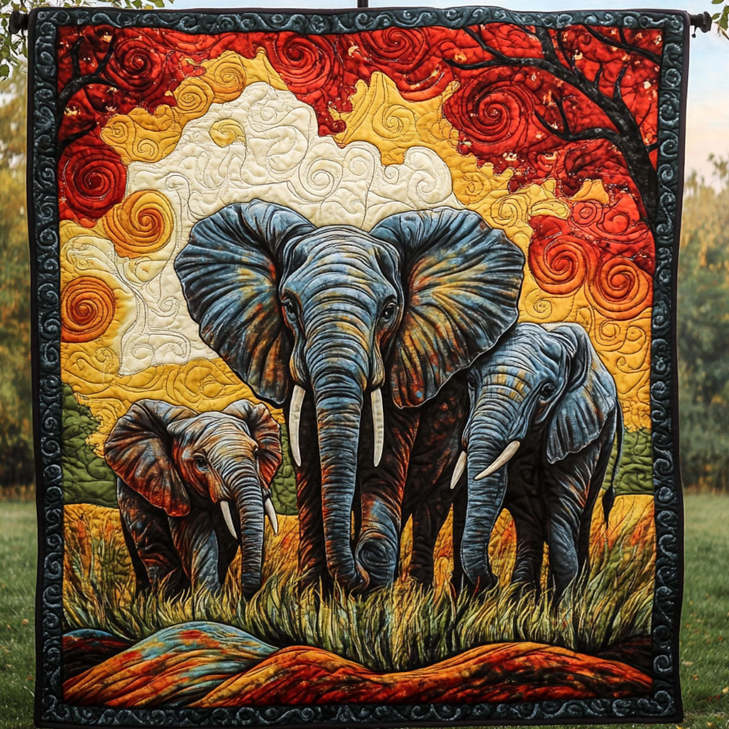 Family Walk Quilted Blanket Cute Throw Blanket Elephant Christmas Gifts Family Walk Quilted Blanket Cute Throw Blanket Elephant Christmas Gifts
