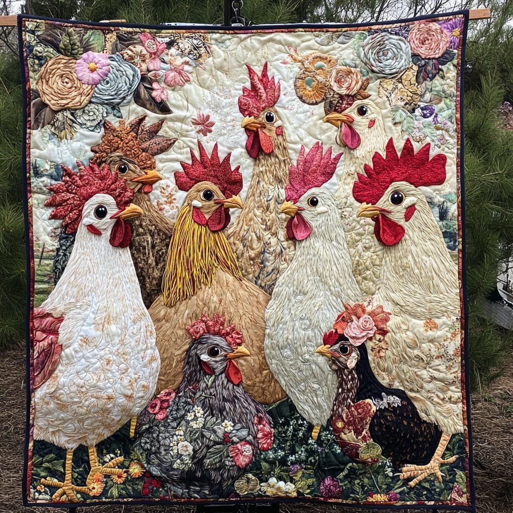 Fancy Feathers Quilted Blanket Nice Throw Blanket Great Chicken Lover Gifts Fancy Feathers Quilted Blanket Nice Throw Blanket Great Chicken Lover Gifts