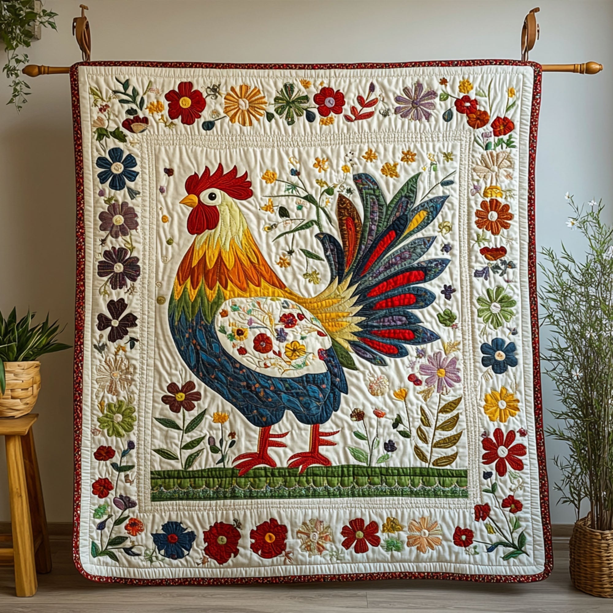 Farm Fresh Feathers Quilted Blanket Cute Colorful Blanket Gifts For Chicken Farmers Farm Fresh Feathers Quilted Blanket Cute Colorful Blanket Gifts For Chicken Farmers
