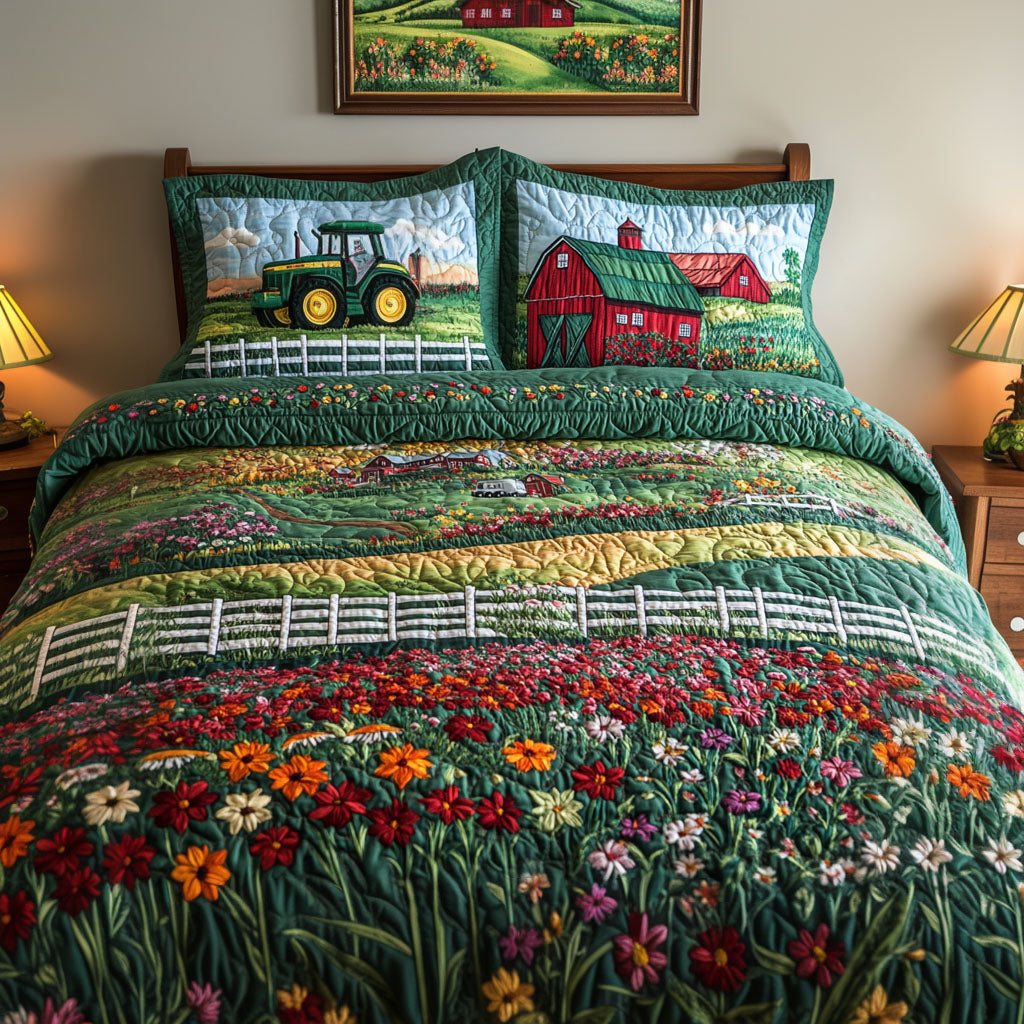 Farm Fresh View Quilted Bedding Set Duvet Cover Bed Sheet Set Gifts For Tractor Lovers Farm Fresh View Quilted Bedding Set Duvet Cover Bed Sheet Set Gifts For Tractor Lovers