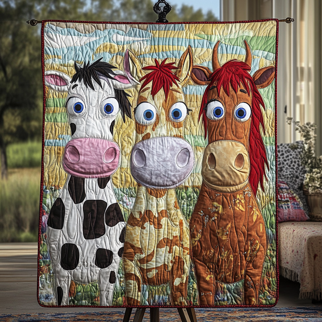 Farm Funnies Quilted Blanket Sofa Throw Blanket Cow Christmas Gifts