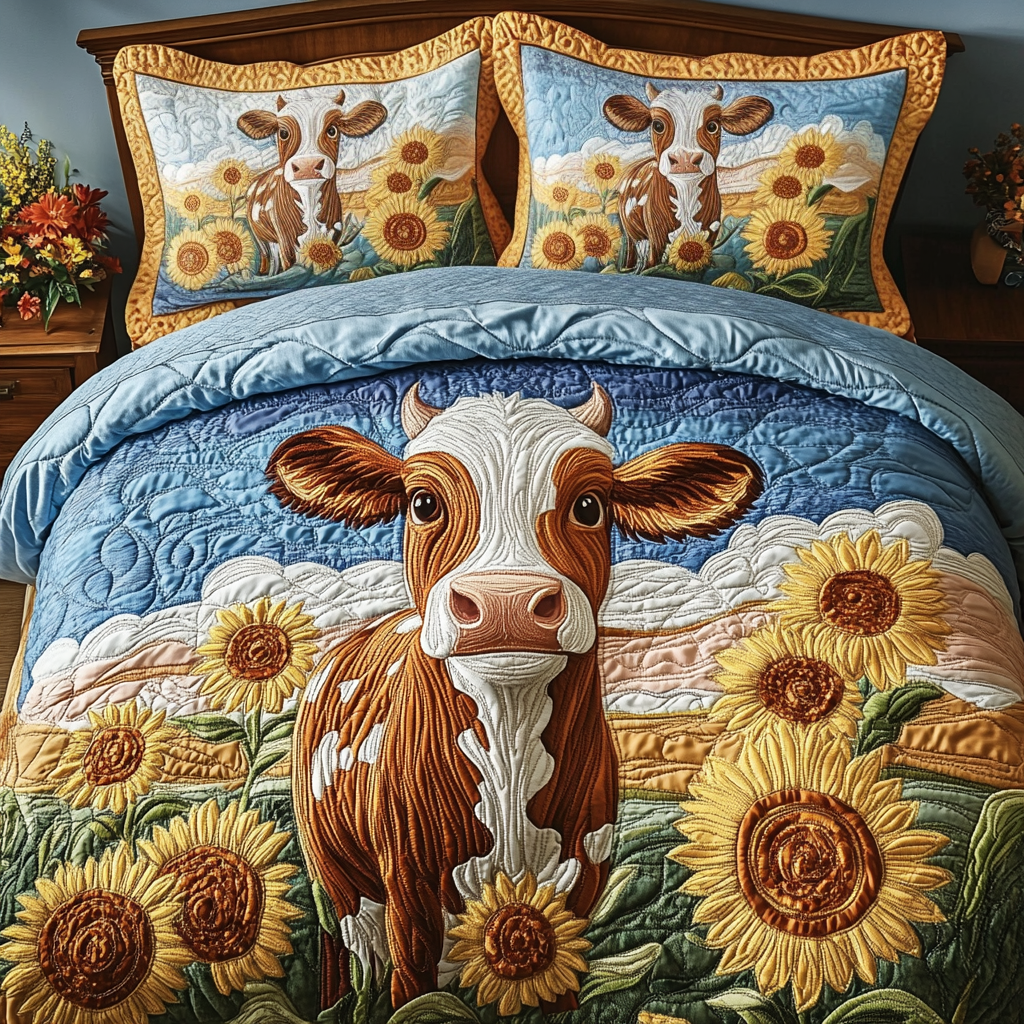 Farm Hug Quilted Bedding Set Duvet Cover Bed Sheet Set Presents For Flower Lovers Farm Hug Quilted Bedding Set Duvet Cover Bed Sheet Set Presents For Flower Lovers