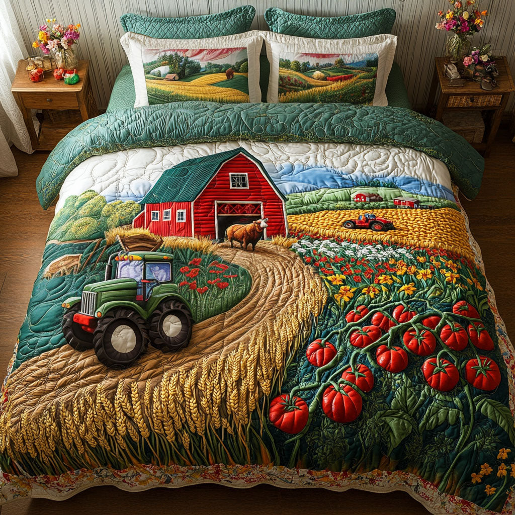 Farm Life Quilted Bedding Set Duvet Cover Bedspread Gifts For Tractor Drivers Farm Life Quilted Bedding Set Duvet Cover Bedspread Gifts For Tractor Drivers
