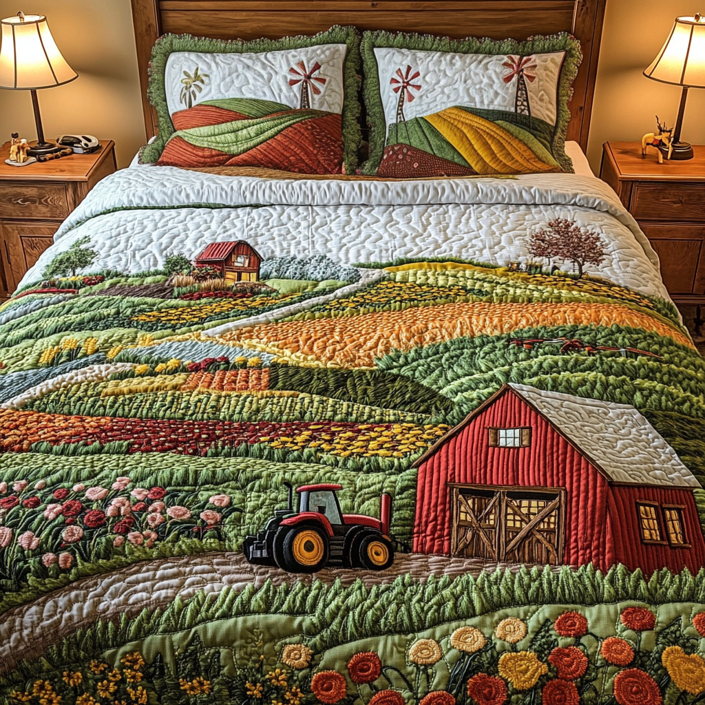 Farm Serenity Quilted Bedding Set Duvet Cover Bedspread Xmas Gifts For Farmers Farm Serenity Quilted Bedding Set Duvet Cover Bedspread Xmas Gifts For Farmers