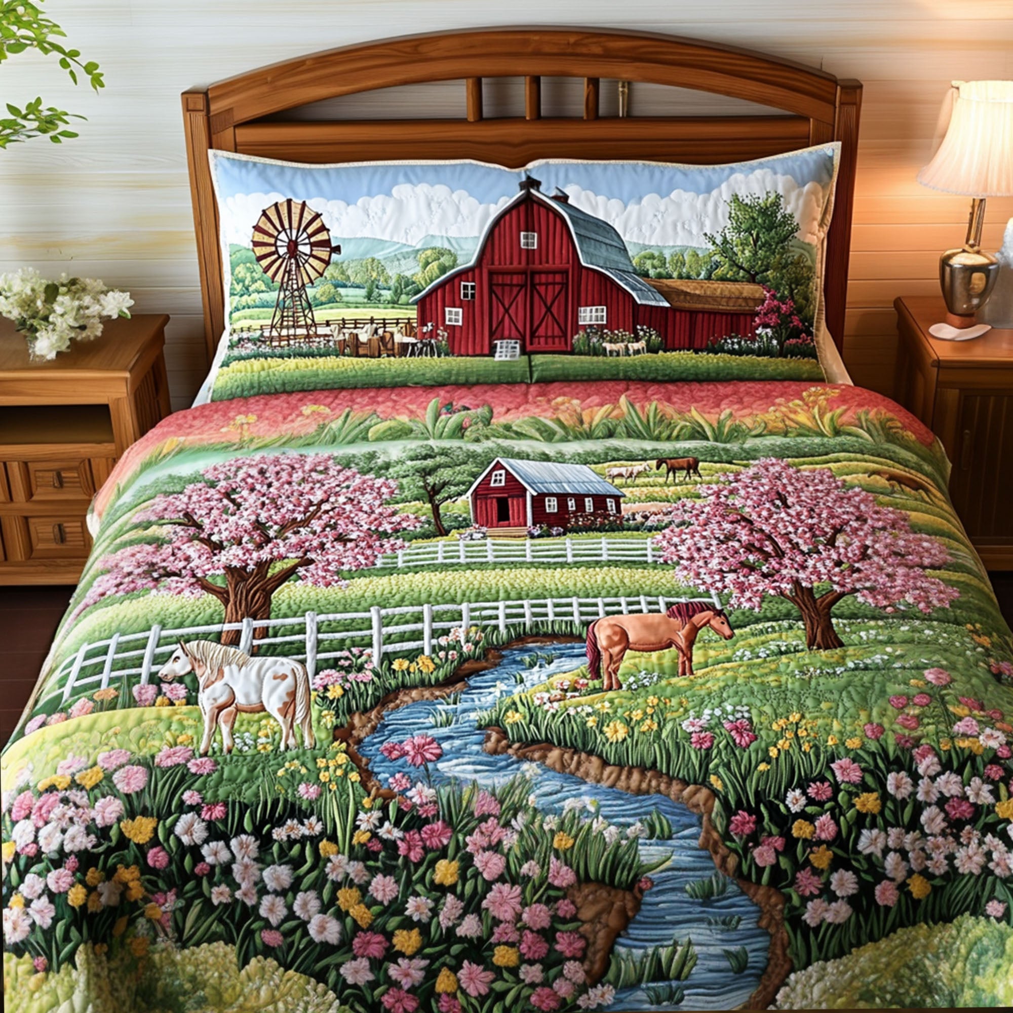 Farmhouse Dream Quilted Bedding Set Duvet Cover Bed Sheet Set Best Presents For Horse Lovers Farmhouse Dream Quilted Bedding Set Duvet Cover Bed Sheet Set Best Presents For Horse Lovers
