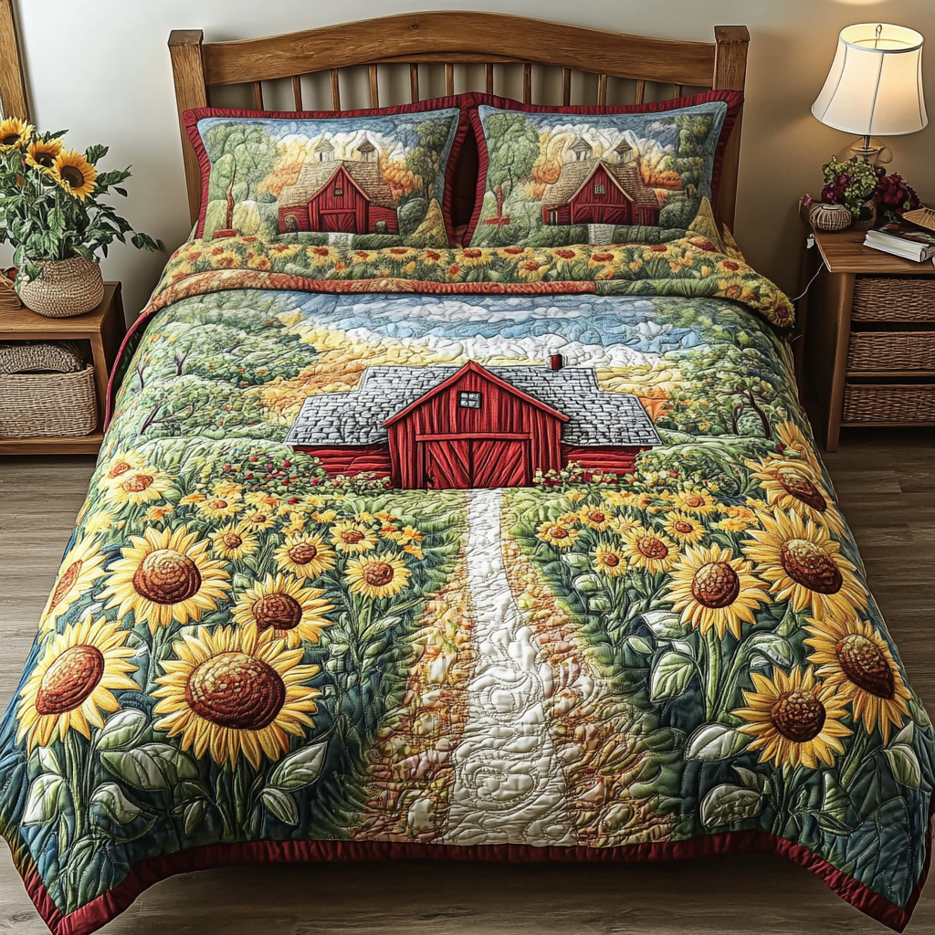 Farmhouse Dream Quilted Bedding Set Duvet Cover Bedspread Tractor Gifts Adults Farmhouse Dream Quilted Bedding Set Duvet Cover Bedspread Tractor Gifts Adults