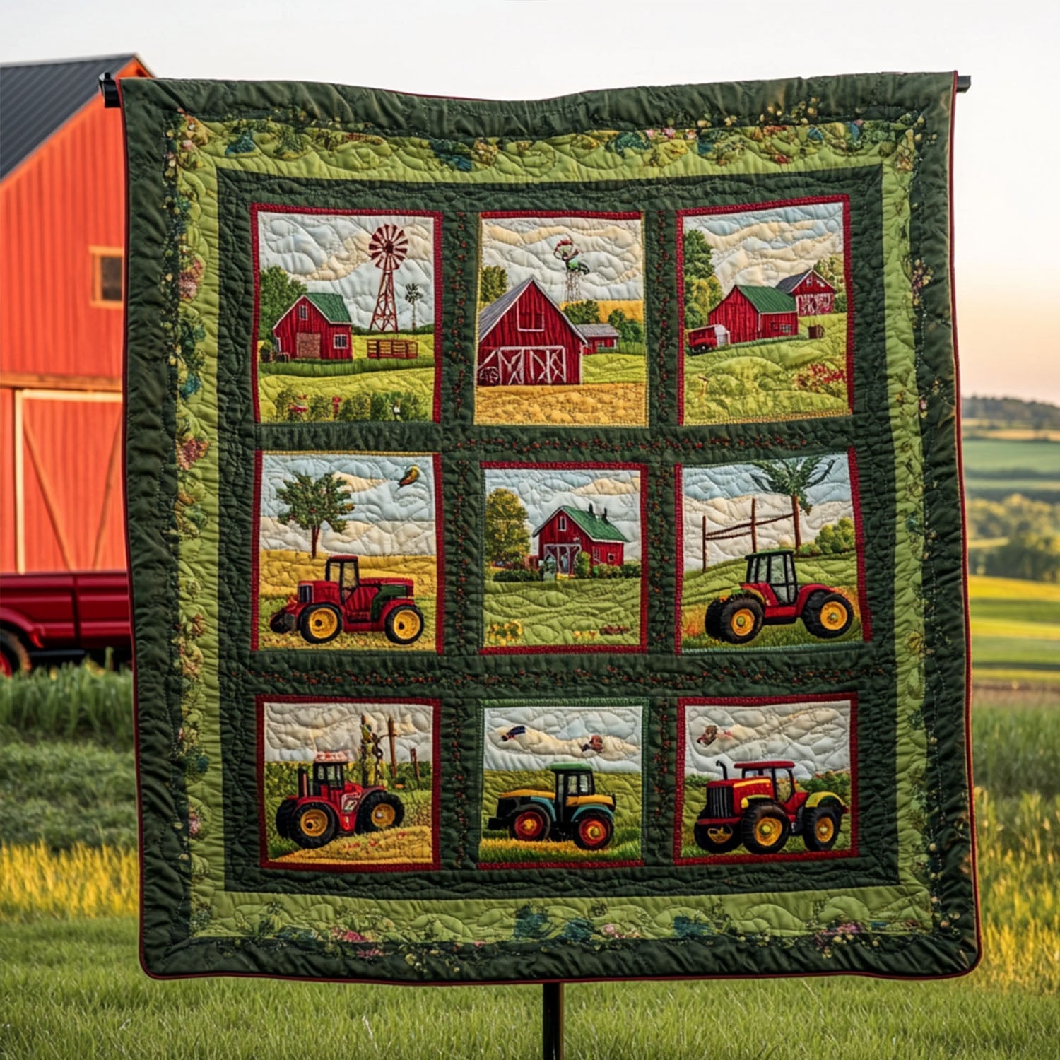 Farmhouse Elegance Quilted Blanket Cute Throw Blanket Best Gifts For Tractor Lovers Farmhouse Elegance Quilted Blanket Cute Throw Blanket Best Gifts For Tractor Lovers