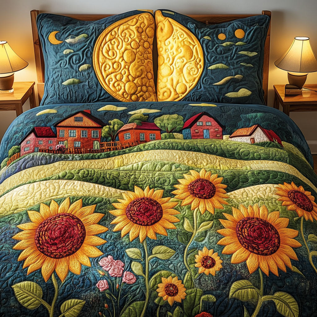 Farmhouse Sunflower Dream Quilted Bedding Set Duvet Cover Bedspread Sunflower Gifts For Her Farmhouse Sunflower Dream Quilted Bedding Set Duvet Cover Bedspread Sunflower Gifts For Her