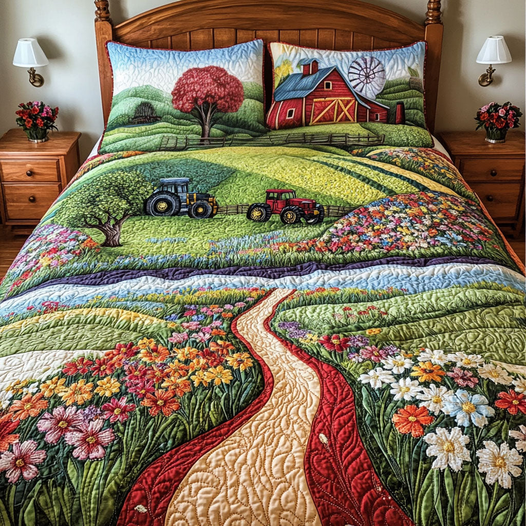 Farmland Glory Quilted Bedding Set Duvet Cover Bed Sheet Set Farmer Tractor Gifts For Him Farmland Glory Quilted Bedding Set Duvet Cover Bed Sheet Set Farmer Tractor Gifts For Him
