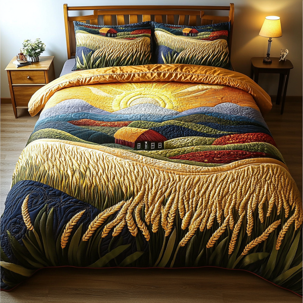 Farmview Serenity Quilted Bedding Set Duvet Cover Bedspread Gift Ideas For Farmers
