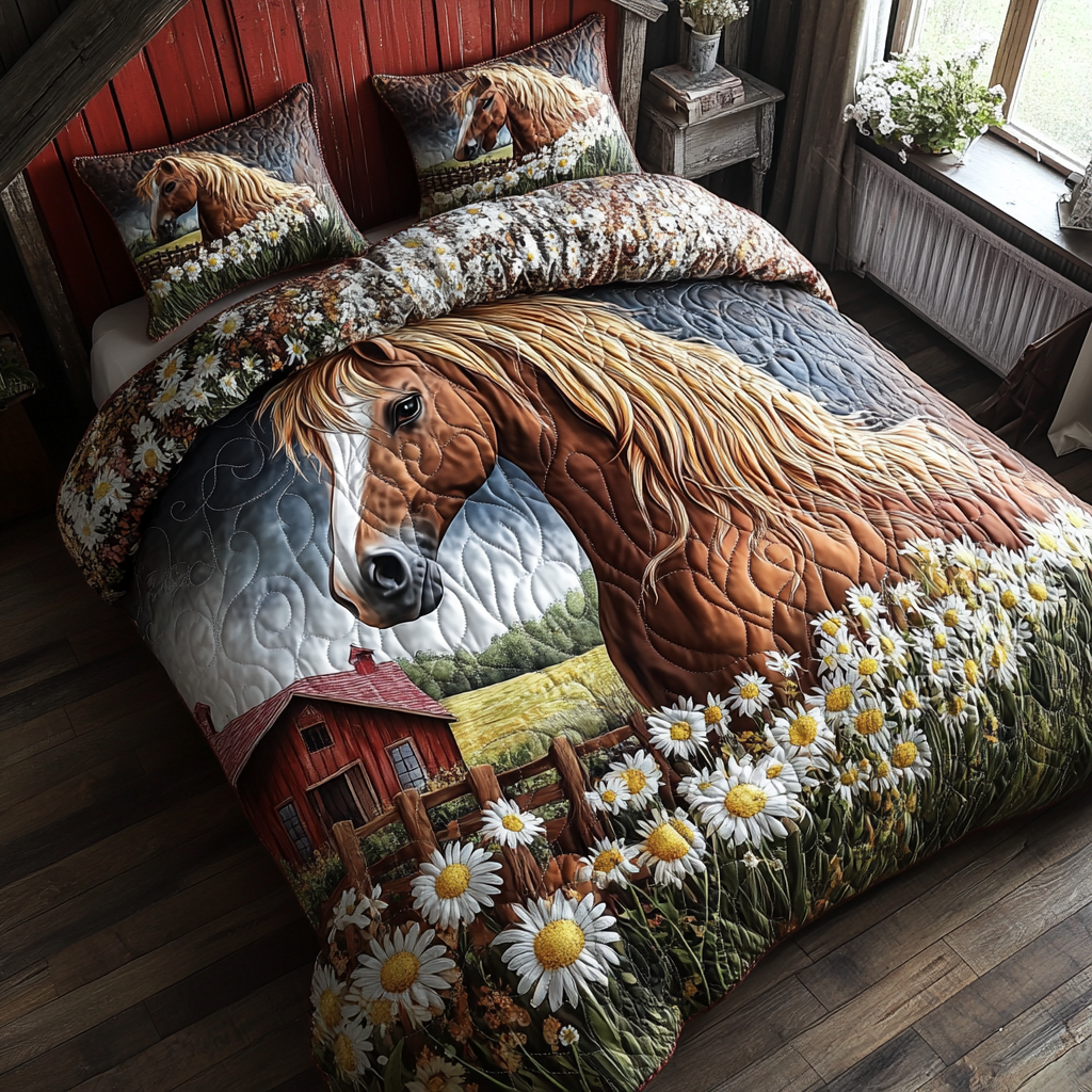FarmYard Horse Quilted Bedding Set Duvet Cover Bedspread Horsey Christmas Gifts FarmYard Horse Quilted Bedding Set Duvet Cover Bedspread Horsey Christmas Gifts
