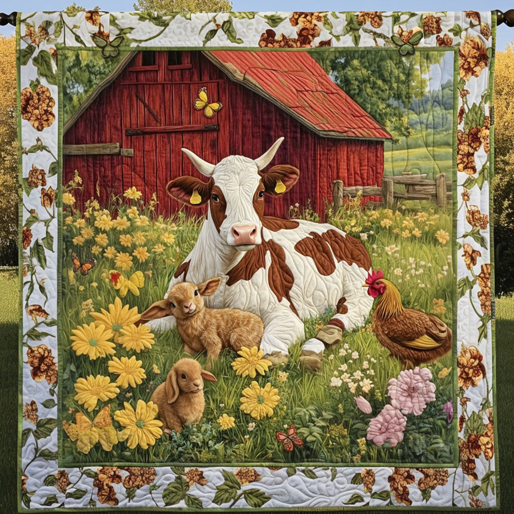 Farmyard Serenity Quilted Blanket Cute Throw Blanket Cow Related Gifts Farmyard Serenity Quilted Blanket Cute Throw Blanket Cow Related Gifts