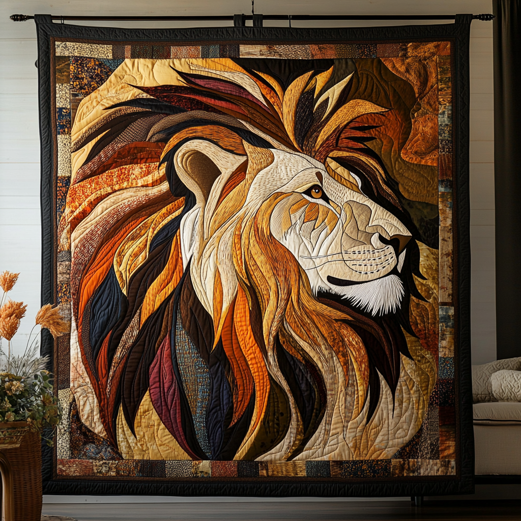 Fearless Lion Quilted Blanket Nice Throw Blanket Unique Lion Gift Items Fearless Lion Quilted Blanket Nice Throw Blanket Unique Lion Gift Items