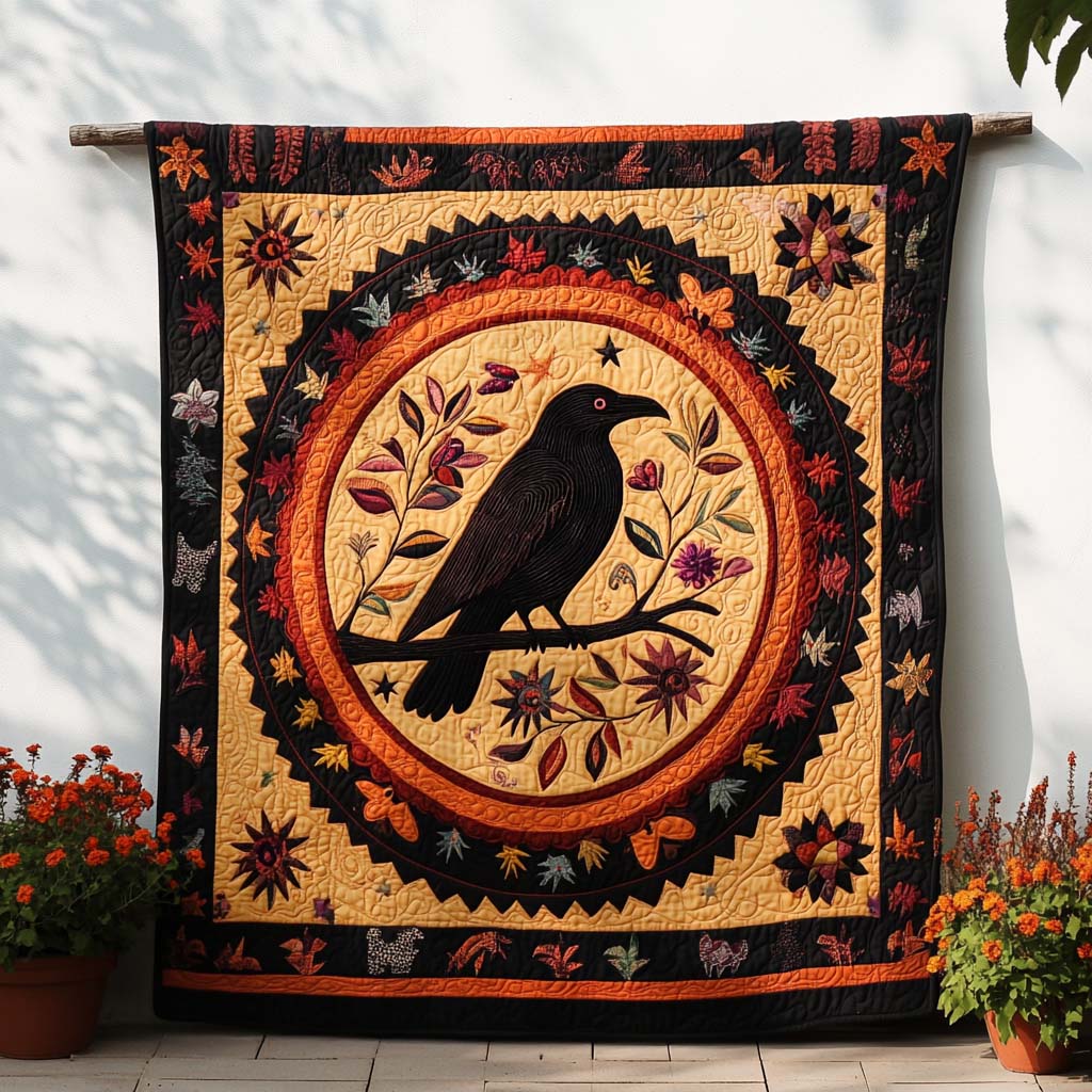 Feather and Fog Quilted Blanket Nice Throw Blanket Raven Themed Gifts