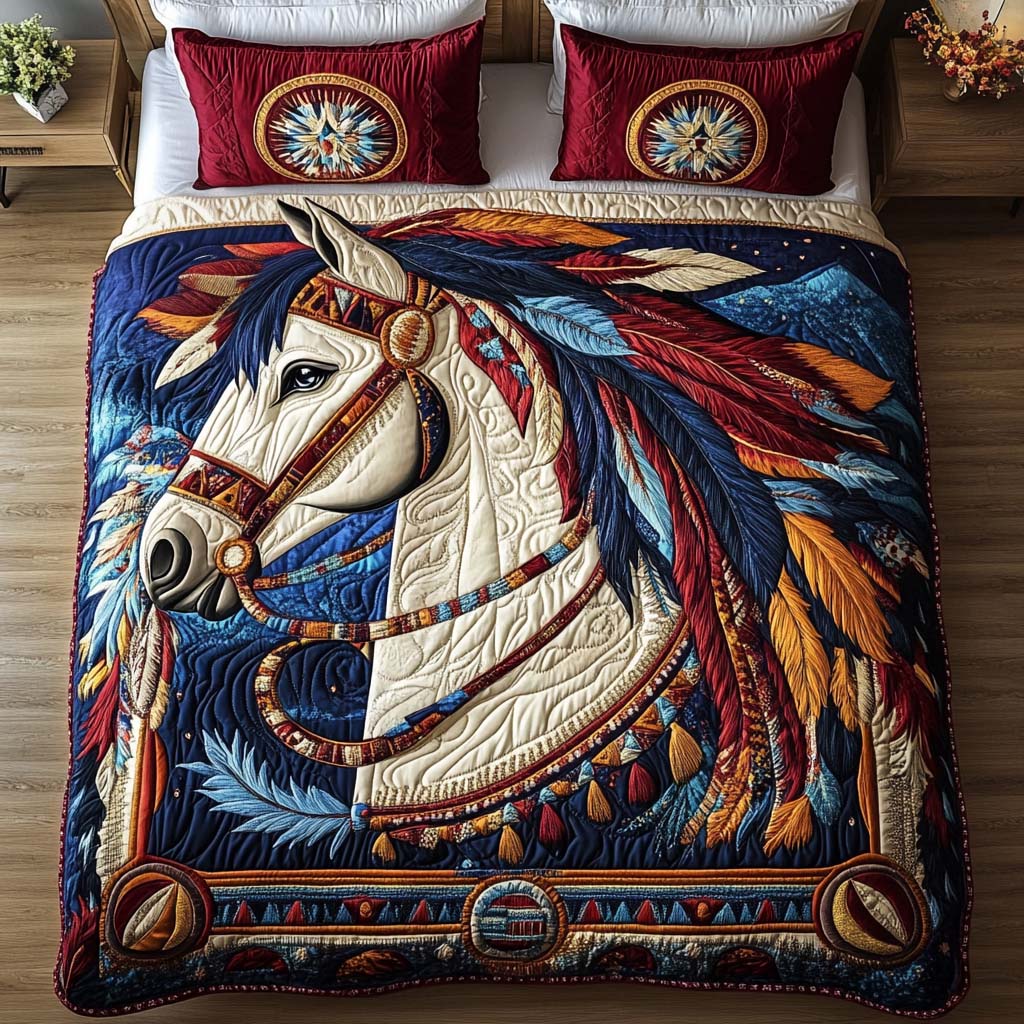 Feather Glory Quilted Bedding Set Duvet Cover Merch Practical Gifts For Horse Owners Feather Glory Quilted Bedding Set Duvet Cover Merch Practical Gifts For Horse Owners