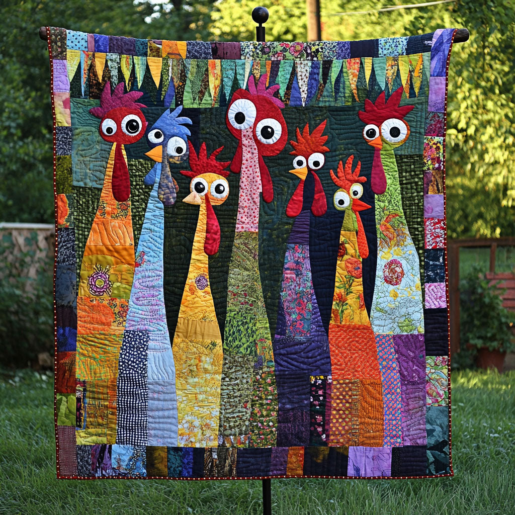 Feathered Friends Quilted Blanket Cute Colorful Blanket Gifts For Chicken Wing Lovers Feathered Friends Quilted Blanket Cute Colorful Blanket Gifts For Chicken Wing Lovers