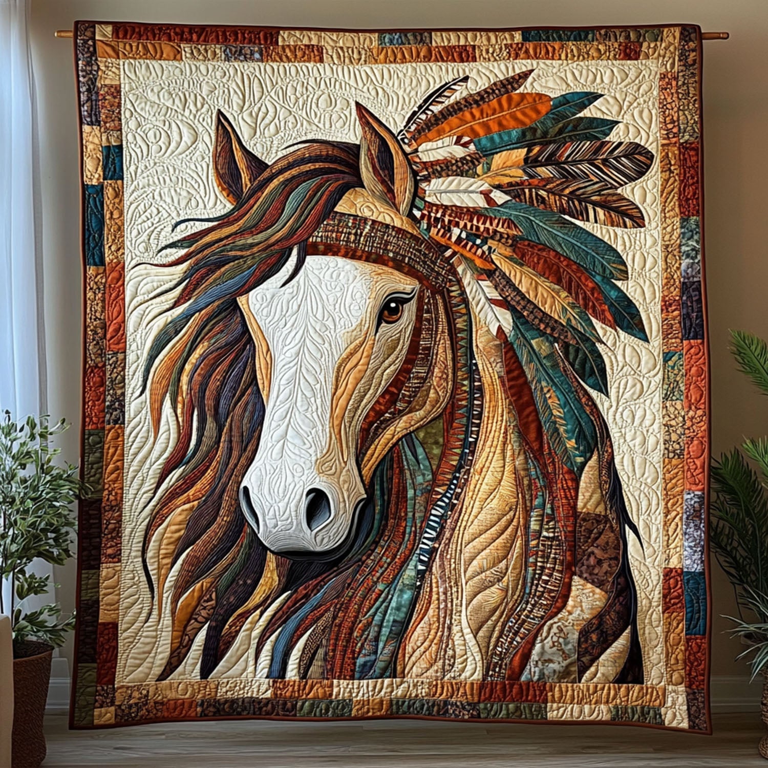 Feathered Legends Quilted Blanket Cute Colorful Blanket Cool Gifts For Horse Lovers Feathered Legends Quilted Blanket Cute Colorful Blanket Cool Gifts For Horse Lovers