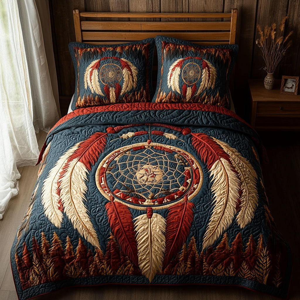 Feathered Snare Quilted Bedding Set Duvet Cover Merch Best Native American Gifts